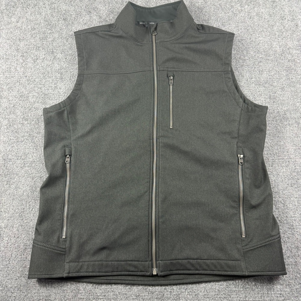 KUHL Impakt Vest Mens XL Gray Full Zip Softshell Fleece Lined 1163 Hiking